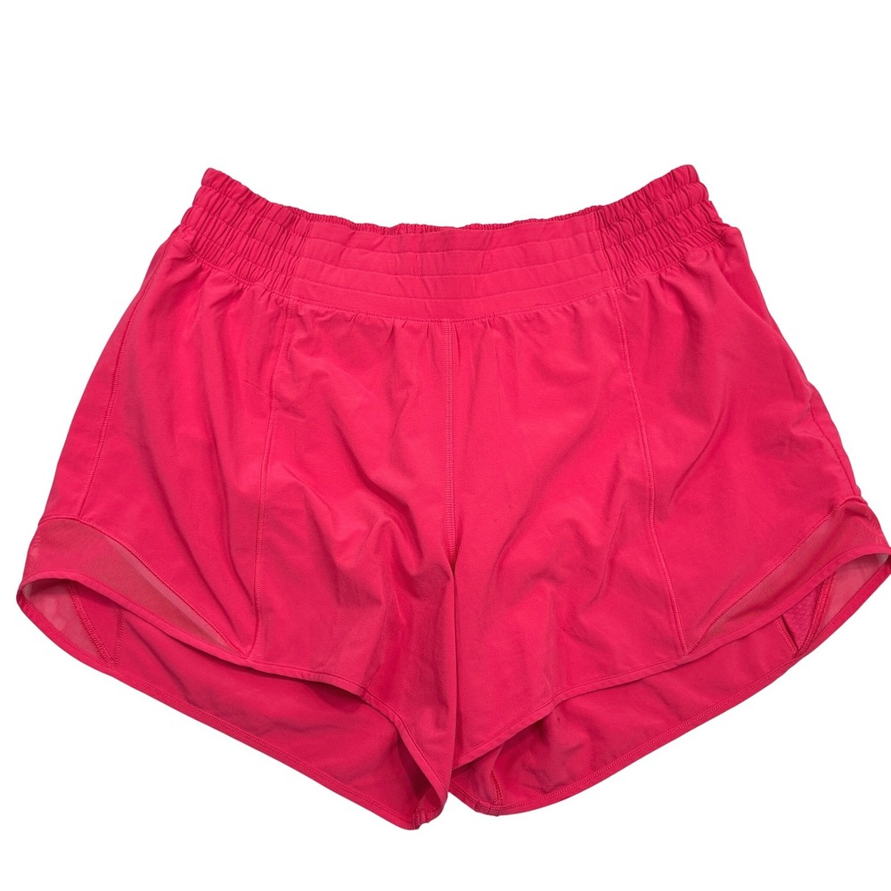 Lululemon Hotty Hot High-Rise Lined Shorts Womens 10 Pink Mesh Activewear
